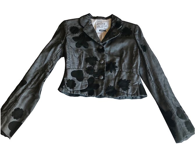 Giacca Corta Moschino in Cotone Grigio Grigio antracite