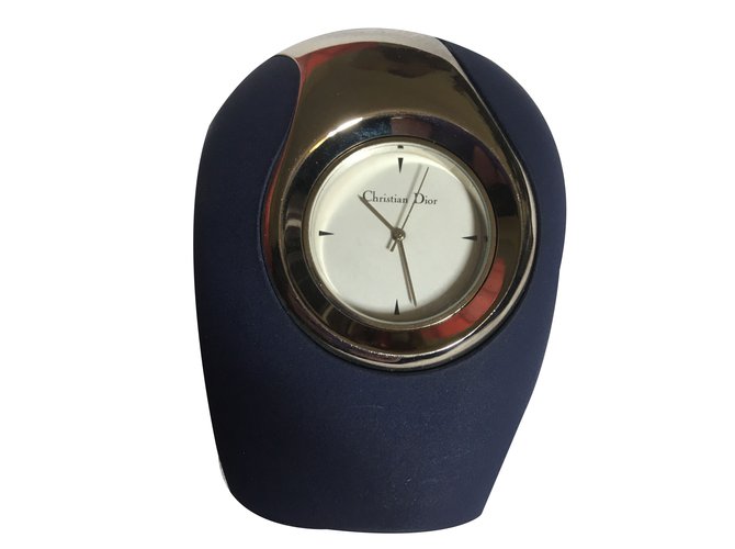 Christian Dior Montre Horloge de bureau Acier Bleu  ref.76310