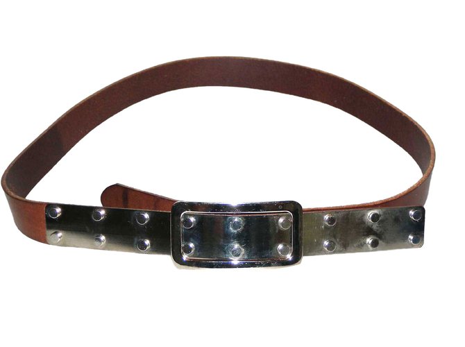 Maison Martin Margiela Belts Brown Leather Metal  ref.76323
