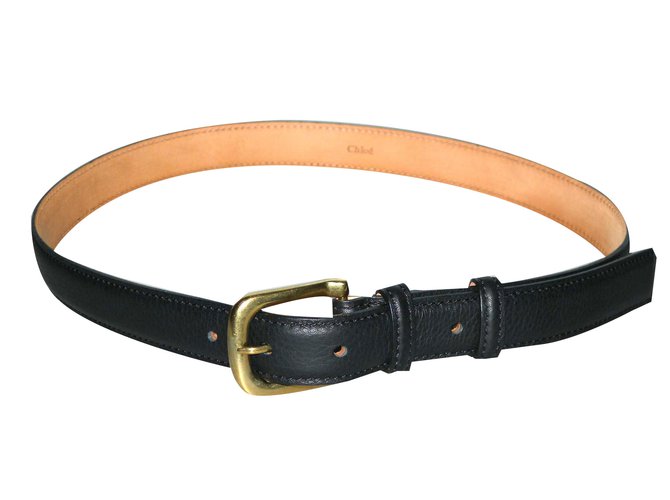 Chloé Cinturones Negro Cuero Metal  ref.76326