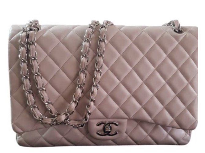 Classique Chanel Timeless maxi double flap Cuir Rose  ref.76328