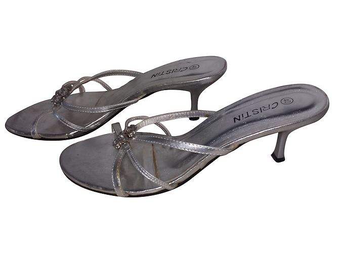 Autre Marque Christin Pantoletten Silber Strass Margerite Größe 39