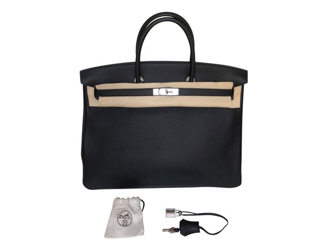 Hermès Birkin 40 Preto Couro  ref.76422