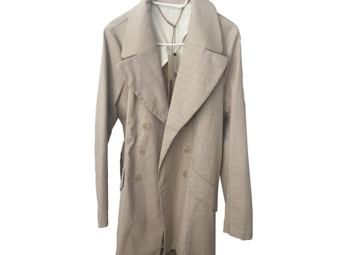 One step Trench coats Beige Cotton Polyester  ref.76427