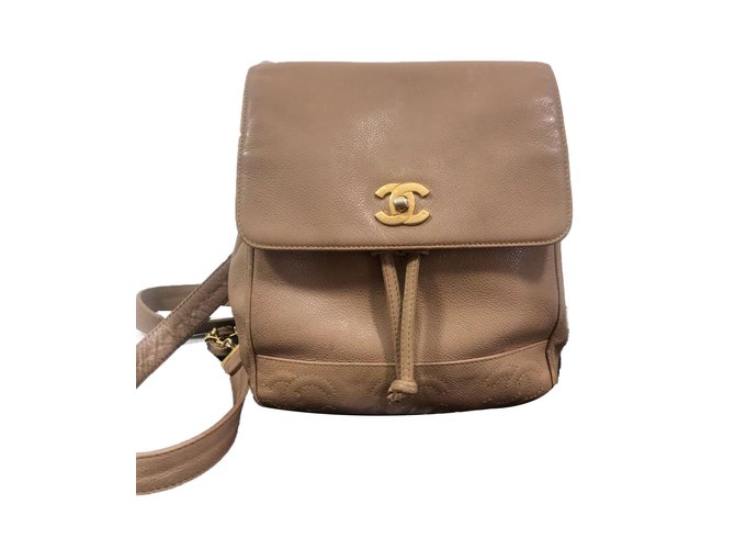 Chanel Backpacks Light brown Leather  ref.76460