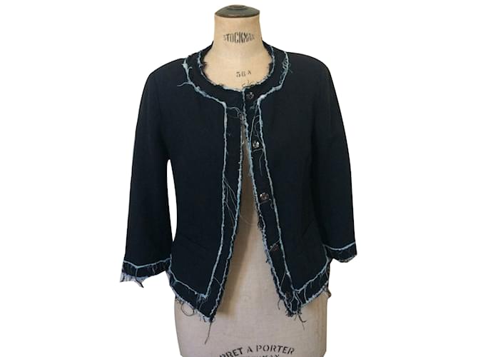Zadig & Voltaire Jackets Black Blue Cotton Viscose Linen  ref.76467