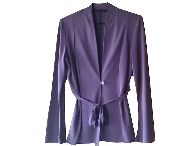 Autre Marque Orna Farho Long Jacket Wine Bead Viscose Size 36 Pink
