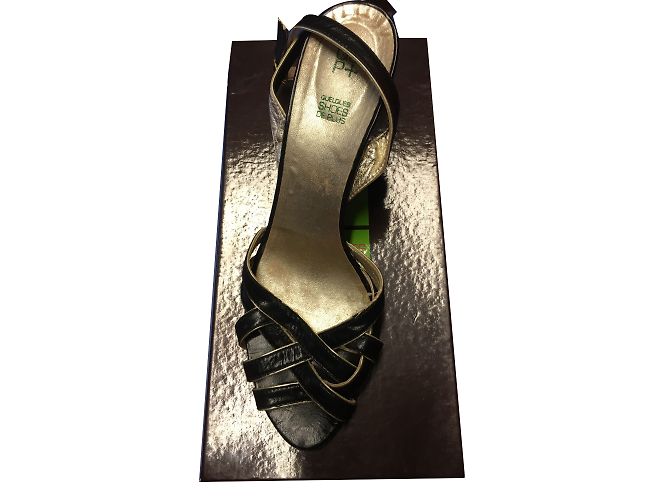 Autre Marque Scarpe aperte QSP nere e oro in pelle Nero