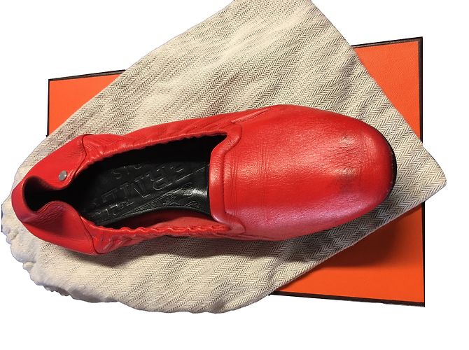 Ballerine Hermès in pelle rossa Rosso