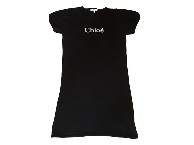 Chloé Girl's dress Black Cotton  ref.76600