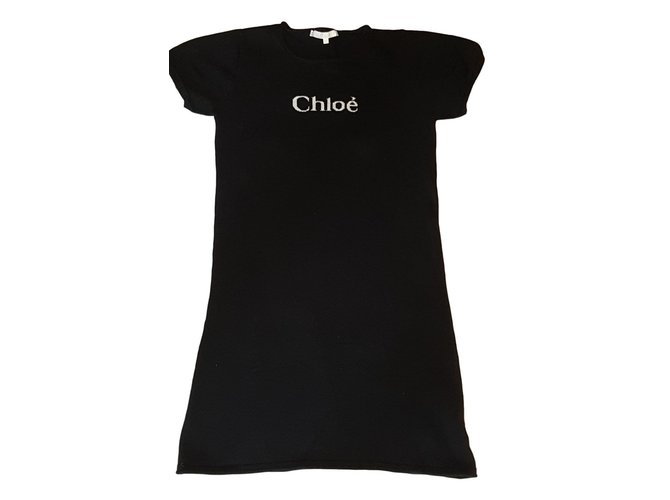 Chloé Mädchen Kleid Schwarz Baumwolle  ref.76600