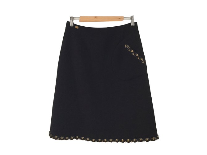 Chanel Skirts Black Wool  ref.76603