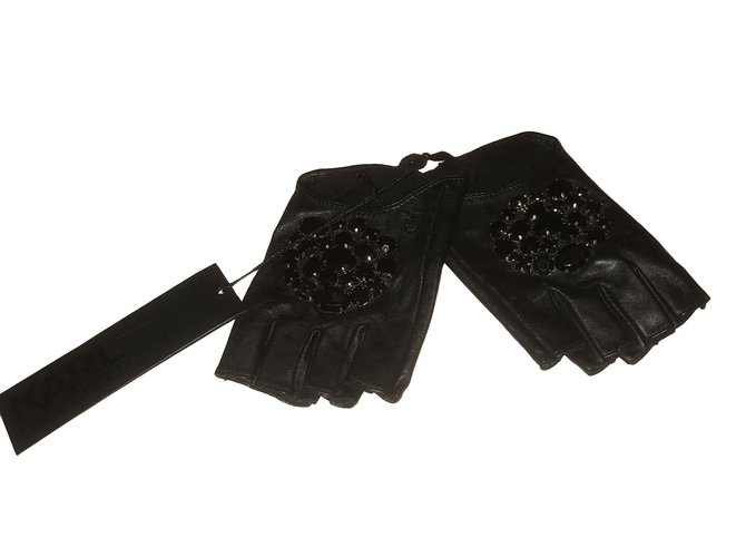 Karl Lagerfeld Gloves Black Lambskin  ref.76622
