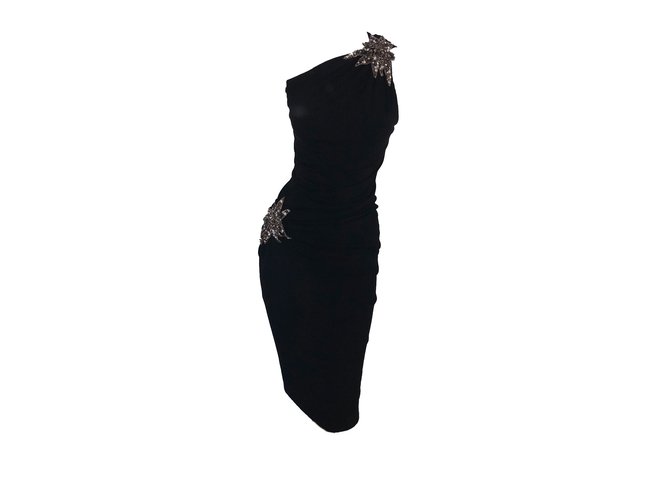 Donna Karan Vestido Negro Viscosa  ref.76671