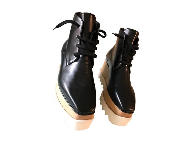 Stella Mc Cartney Stella McCartney Elyse Platform Derby Clogs White Blue Light Brown Leather