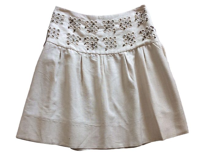 Falda Chloé de seda bordada beige