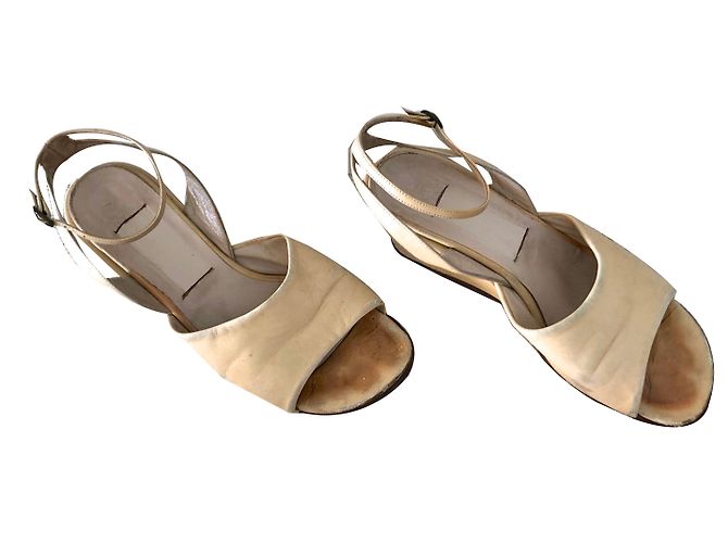 Fausto Santini Sandalen mit Keilabsatz Leder Beige