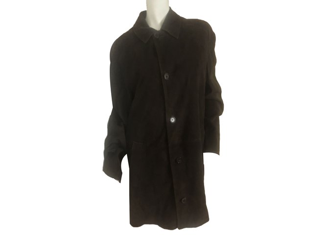 Hermès Coats, Outerwear Dark brown Leather  ref.76701