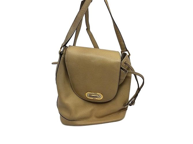 Borsa a secchiello Courreges in pelle beige