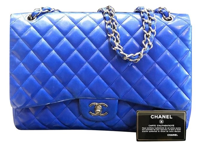 Chanel TIMELESS Blue Leather  ref.76837