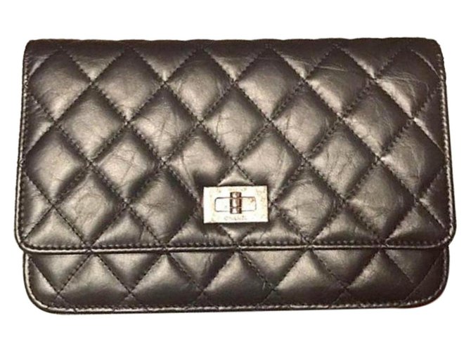 Wallet On Chain Chanel WOC Black Leather  ref.76948