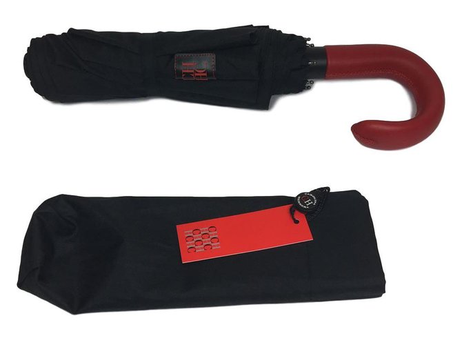 Carolina Herrera Parapluie Noir Rouge  ref.77005