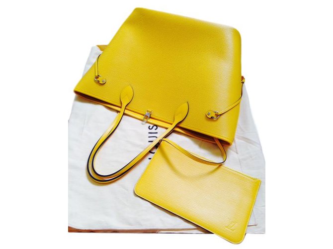 Louis Vuitton neverfull MM Yellow Leather  ref.77032