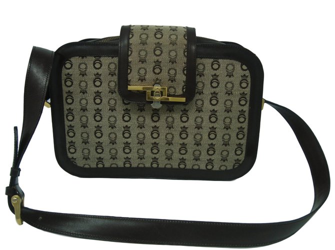 Fred Handbags Brown Beige Leather Cloth  ref.77083
