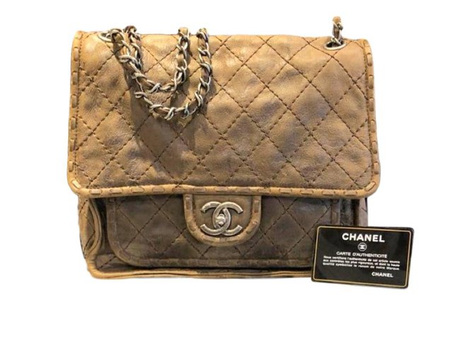 Chanel Handbags Brown Leather  ref.77092