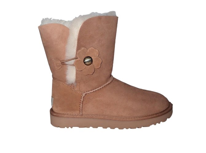 Ugg Ankle boots Caramel Leather Fur  ref.77101