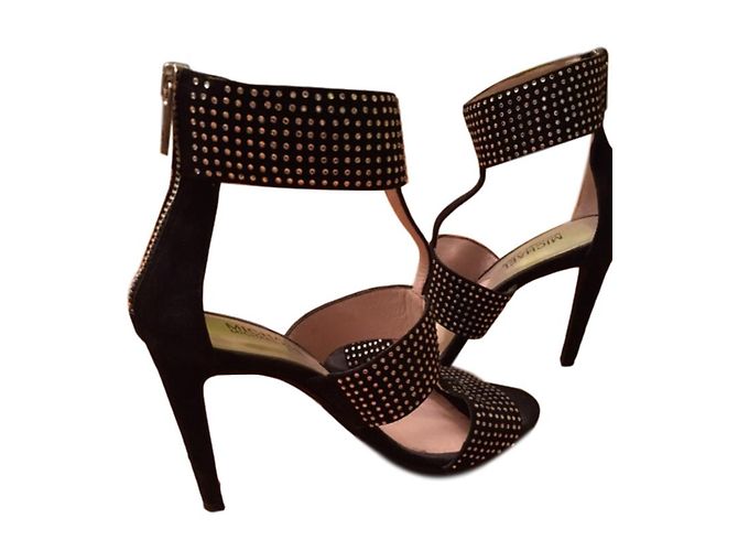 Michael Kors Sandalen Schwarz Silber Hirschleder Größe 37