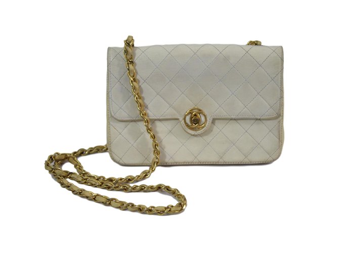 Chanel Mini Cuir Blanc  ref.77150