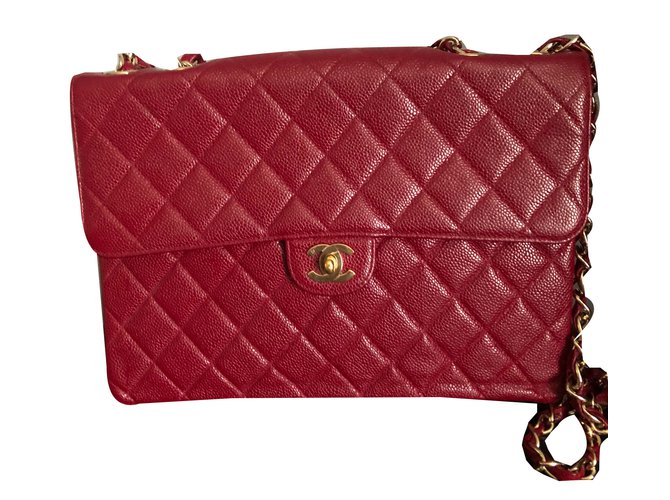 Chanel TIMELESS Red Leather  ref.77195