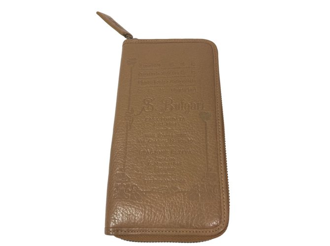 Bulgari Leather wallet Hazelnut  ref.77215