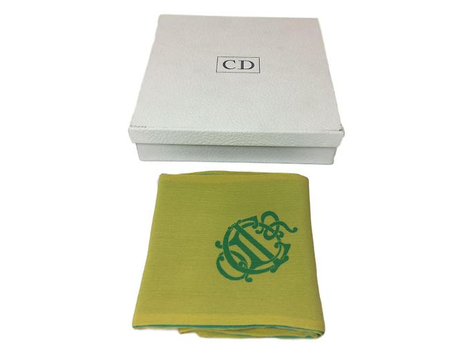 Sciarpa in seta Christian Dior Verde e Gialla Giallo