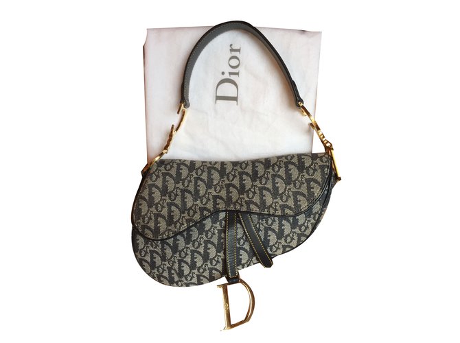 Christian Dior Saddle bag Toile Bleu  ref.77230