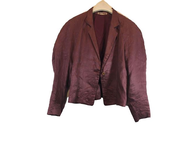 Issey Miyake Linen Jacket Dark Red