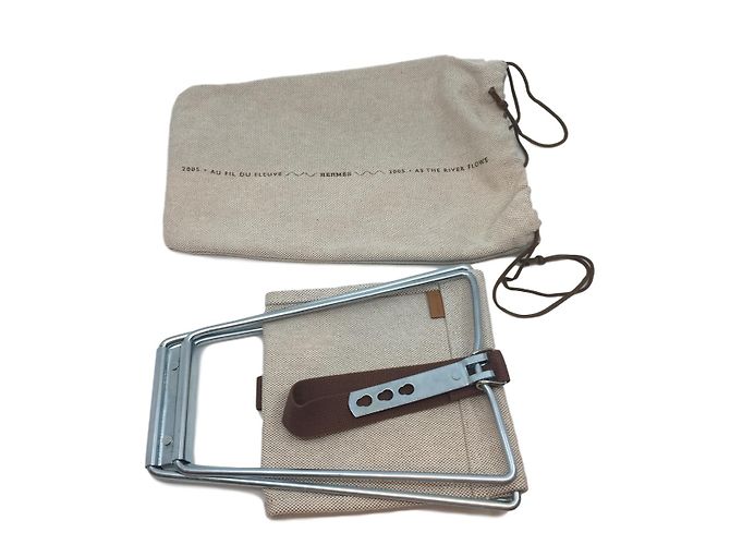 Hermès Taburete plegable Castaño Beige Lienzo