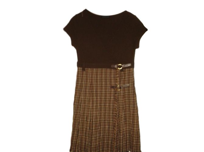 Abito Ikks in lana con motivo tartan marrone