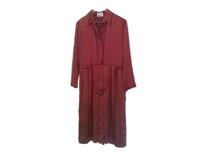 Hermès Dresses Dark red Silk  ref.77367