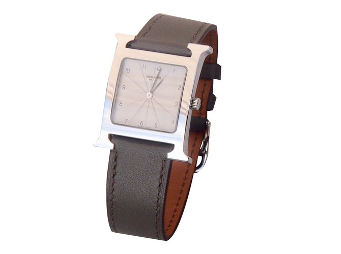 Hermès Quartz Watches Silvery Steel  ref.77377