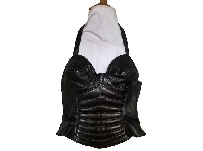 Top Jitrois in pelle elasticizzata nera Nero