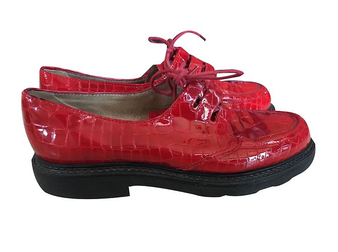 Autre Marque Derby in pelle di coccodrillo rossa Rosso