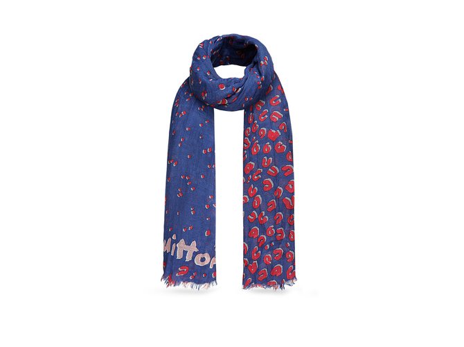 Louis Vuitton sciarpe Rosso Blu Seta Cachemire  ref.77432