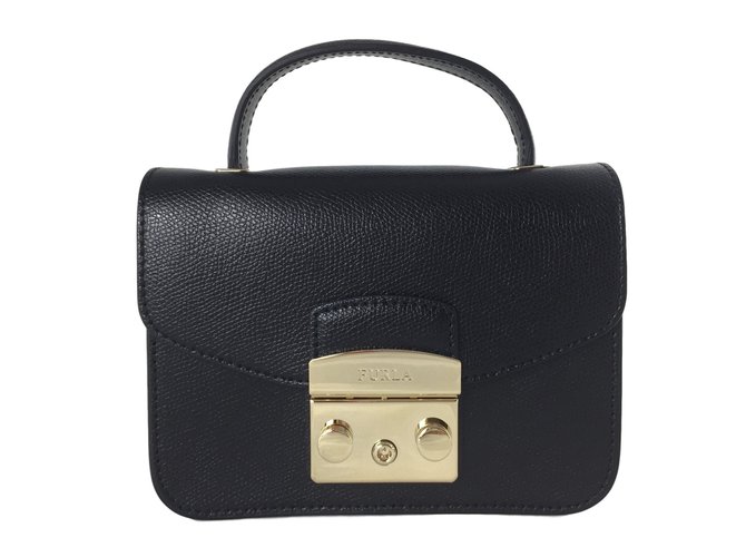 Furla Mini Metropolis Onyx Handbag. Black Leather  ref.77500