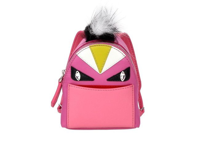 Fendi Backpack key  ring Pink Leather  ref.77502