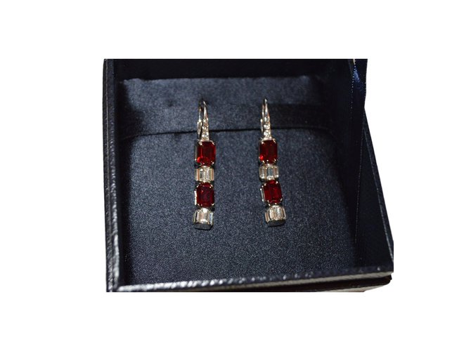 Prada Earrings Silvery Red  ref.77553