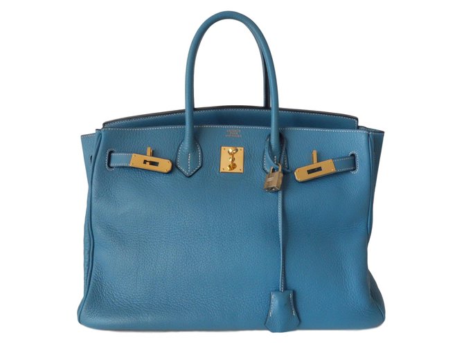 Hermès Birkin 35 Blue Leather  ref.77623