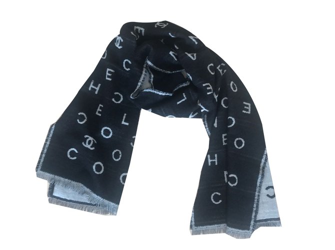 Chanel Scarves Black Cashmere  ref.77670