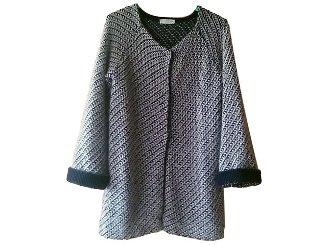 Cappotto Roberto Collina in lana e mohair chevron blu navy